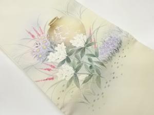 作家物　塩瀬手描き　金銀彩　壷に草花模様名古屋帯